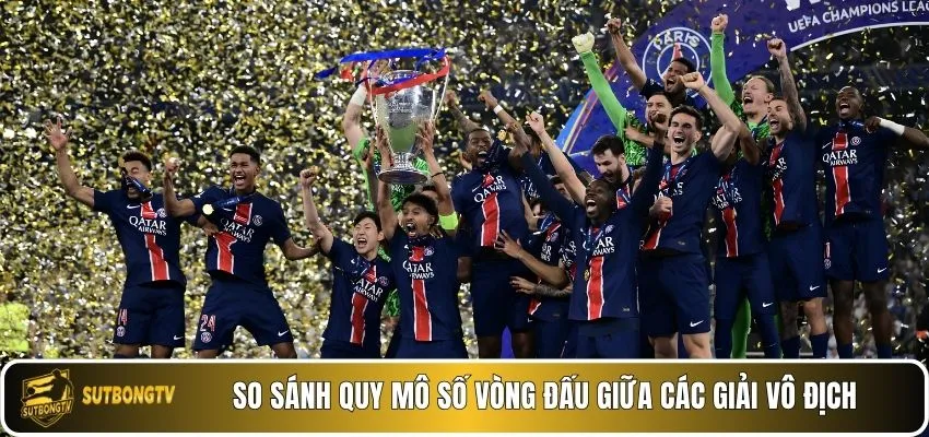 So sánh quy mô số vòng đấu giữa các giải vô địch.