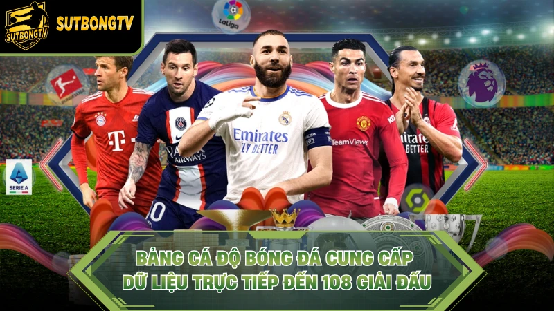 Bảng cá độ bóng đá cung cấp dữ liệu trực tiếp đến 108 giải đấu
